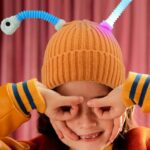 Kisshine Light Up Funny Beanie Hat Glowing Monster Knitted Hats LED Tentacle Beanies for Adult and Kid (Polyester, Orange)