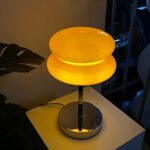 Meefad Contemporary Glass Table Lamp, Cute Bedside Lamp, Girl’s Elegant Night Light for Bedroom Nightstand in Orange