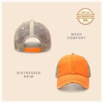 CHOK.LIDS Everyday Premium Washed Trucker Hat Unstructured Distressed Pigment Dyed Cap Adjustable Outdoor Headwear (Orange)