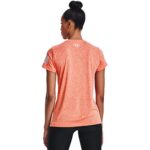 Under Armour Womens Freedom Tech Short Sleeve V-Neck T-Shirt, Electric Tangerine (824)/White, Medium
