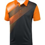 ZITY Mens Polo Shirt Short Sleeve Sports Golf Tennis T-Shirt 045-2-Black Orange-XL