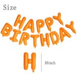 Happy Birthday Orange Aluminum Foil Letters Balloons 16 Inch Aluminum Foil Banner Balloons for Birthday Party Decorations Supplies