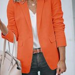 Cicy Bell Womens Casual Blazers Open Front Long Sleeve Work Office Jackets Blazer(Orange,Medium)