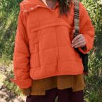 AMEBELLE Women’s Oversized Hooded Puffer Jacket Quilted Lightweight Winter Warm Pullover Padded Hoodies Coat(2611-Orange-L)
