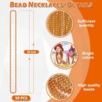 50PCS Bead Necklace, Orange Bead Necklaces Party Favors Bulk, 33″ Mardi Gras Necklaces Women Men, Festival Parade Throw Accessories for Mardi Gras Halloween Wedding Party Celebrations Decorations