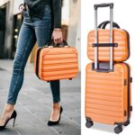 Feybaul Luggage Suitcase PC+ABS with TSA Lock Expandable Hardshell Carry On Luggage with Spinner Wheels 20in 24in 28in… (Orange, 2-Piece Set(14/20))