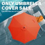 JEAREY 9 ft Patio Umbrella Replacement Canopy for 8 Ribs, Table Market Yard Umbrella Replacement Top Cover-Orange (Canopy Only)