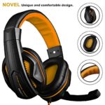 Gaming Headset,DLAND 3.5mm Wired Bass Stereo Noise Isolation Gaming Headphones with Mic for Laptop Computer, Cellphone, PS4 and so on- Volume Control (Black and Orange)