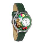 Whimsical Gifts Casino Slot Machine 3D Watch | Silver Finish Large | Unique Fun Novelty | Handmade in The USA | Green Leather Watch Band
