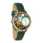 Whimsical Gifts Casino Slot Machine 3D Watch | Gold Finish Large | Unique Fun Novelty | Handmade in The USA | Green Leather Watch Band
