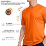 Mens T Shirt UV Shirt Active T Shirts Quick Dry Crew Neck T Shirts Athletic Running Gym Workout Shirts Short Sleeve Tee Top Orange