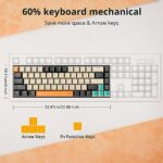 Redragon 60% Mechanical Gaming Keyboard, 68 Keys Wired Office RGB Keyboard with Arrow Keys, Programmable Macro, Red Switches for Windows Mac PC Laptop, Black/Beige/Orange
