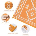 Uphome Outdoor Rug Mat Waterproof 5×8 ft, Reversible Outdoor Plastic Straw Rug, Orange Boho Patio Rug, Foldable RV Camping Rug, Indoor Outdoor Area Rug for Backyard Deck Pool Balcony Picnic