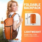 Hiking Backpack,Water Proof Lightweight Packable Hiking Daypack for Travel Camping Outdoor Portable -Orange
