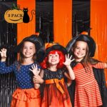 LOLStar 3 Pack Orange Black Photo Booth Props 3.3 X 6.6 ft Halloween Foil Fringe Curtains Halloween Party Photo Backdrop Streamers Backdrop for Birthday Anniversary Party Halloween Party Decoration