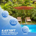 Pakarde 6.6x10ft Rectangle Patio Umbrellas 2 Tiers Outdoor Table Umbrella with Push Button Tilt and Crank for Pool, Backyard, Deck, Picnic, Yard(Orange)