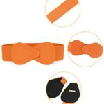 Allegra K Interlock Buckle 8-shaped Faux Leather Elastic Belt Cinch Waistband for Lady Fit Waist Girth:25″/63.5cm-37″/94cm Orange