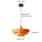 Qepeety Mid Century Pendant Lamp 1-Light Orange Ceiling Pendant Light 3-Layer Shade Design Vintage Metal Flush Mount Light Fixtures for Dining Table Kitchen Island Hallway (Orange)
