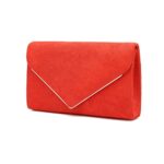 CHARMING TAILOR Faux Suede Clutch Bag Elegant Metal Binding Evening Purse for Wedding/Prom/Black-Tie Events (Burnt Orange)