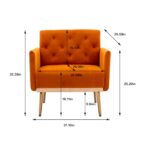 SZLIZCCC Square Velvet Accent Chair, Golden Metal Leg Single Sofa Chair, Living Room Chair, Bedroom Chair, Coffee Chair, Reception Chair (Orange)