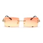 Alterancy Square Sunglasses For Women Men Rimless Trendy Fashion Rectangle Sunglasses Uv Protection Retro Vintage Womens Sunglasses Orange
