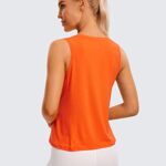 CRZ YOGA Pima Cotton Cropped Tank Tops for Women Workout Crop Tops High Neck Sleeveless Athletic Gym Shirts Coral Medium