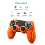 CHINFAI PS4 Controller DualShock4 Skin Grip Anti-Slip Silicone Cover Protector Case for Sony PS4/PS4 Slim/PS4 Pro Controller with 8 Thumb Grips (Orange)