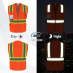 Uno Mejor Orange Safety Vest for Men Women, Hi Vis Vest with Pockets, High Visibility Work Vest with Reflective Strips for Contractors/Surveyors/Drivers, Mesh Design, ANSI Compliant, (UB-Orange, L)