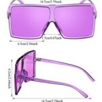Frienda 3 Piece Oversized Square Sunglasses Flat Top Fashion Shades Oversize Sunglasses (Yellow, Orange, Purple)