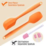 Permanent Warranty Silicone Spatula Set of 6 Seamless One-Piece Non Stick Heat Resistant up 600°F Kitchen Utensils Cooking Baking (Orange)