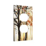 Fall Tree Autumn 1 Gang Electrical Duplex Outlet Cover Single Receptacle Plug Socket Light Switch Cover Yellow Orange Maple Leaves Branches Tangerine Tones Gold Forest Branch Season Nature Woodland