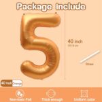 Number 5 Balloon, 5 Balloon, Number Balloons 40 Inch, Orange Large Big Foil Number Balloons for Birthday Party Graduation Wedding Anniversary Baby Shower Bachelorette Decoration Supplies (Orange)