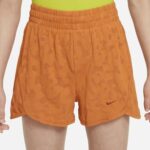 Nike Girl’s DriFit Knit High-Rise Shorts, Orange, M Regular US