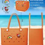 Beach Bag Rubber Tote Bag – Waterproof Travel Bag for Women Washable Tote Bag Handbag for Sports Beach Market Pool (Orange, X-Large)