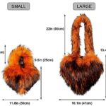 Rejolly Heart Shaped Furry Purse for Women Fluffy Faux Fur Trendy Y2K Girls Handbag Soft Shoulder Bag Orange