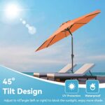 Pakarde 9FT Patio Umbrellas, Outdoor Patio Table Umbrella with Tilt Adjustment and Crank Lift System for Ourdoor Patio, Lawn, Backyard, Pool, Market, Orange