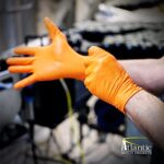 Atlantic Safety Products Outrageous Orange Heavy-Duty Disposable Nitrile Gloves, 8-mil, Latex and Powder Free, Orange, X- Large, 1000-Ct