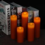 Vinkor Flameless Candles Battery Operated Candles Real Wax Pillar LED Candles with 10-Key Remote and Cycling 24 Hours Timer (Orange Set of 9)