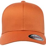Flexfit Men’s Athletic Baseball Fitted Cap, Orange, Small-Medium