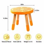 RUYU Wooden Kids Stool for Sitting, Solid Hard Wood Fruit Stool, 10 Inch Milking Stool, Vanity Stool for Kids, Bedroom, Playroom, Orange Furniture Stool for Children, Adults Boys, Girls