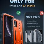 FNTCASE for iPhone XR Phone Case: Military Grade Full Protection Shockproof Hard Phonecase with Kickstand – Rugged Protective Cases Matte Textured Drop Proof Heavy Duty Cover – Orange