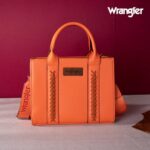 Wrangler Tote bag for women medium orange purse for womens purses and handbags cute trendy Women’s Purses bolsa wrangler para mujer with Zipper and Pocket top handle with strap