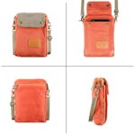 Women Girls Cell Phone Crossbody Bag Small Canvas Travel Purse Wallet Shoulder Bags with Roomy Pockets (Orange)