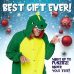 Funziez! Dinosaur Costume – Trex Cosplay – Reptile One Piece Pajama (Green Dinosaur, L)