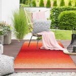 Lush Ambience Outdoor Rug – Waterproof, Reversible, Crease Free, Stain Resistant, Fade Resistant – Recycled Plastic Area Rugs for Patio, Porch, Deck, Laundry Room – Murat Orange 3X5 ft