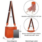 HKCLUF Crossbody Bags for Women Trendy Designer Vegan Leather Hobo Handbags With 2PCS Adjustable Guitar Strap Crossbody Shoulder Bucket Bags Purse(Orange)