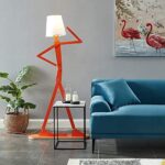 HROOME Cool Creative Floor Lamps Wood Tall Decorative Corner Reading Standing Swing Arm Light for Living Room Bedroom Office Farmhouse Kids Boys Girls Gift – with LED Bulb (Orange)