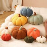 Halloween Pumpkin Pillow, Handmade Halloween Pumpkin Throw Pillow Decor, Halloween Plush Stuffed Halloween Pumpkin Shaped Decoration, for Home Decor Halloween Party Favors (11 inch, Orange)