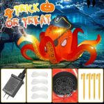 Hiboom Inflatables Giant Octopus Orange Pirate Octopus 7.2 FT Halloween Outdoor Decorations LED Light Blow up Halloween Decor for Indoor Outdoor Party Garden Lawn Decoration