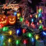 HEYFUNi Halloween Decorations Lights,14Ft 20LED Skeleton Solar Halloween Lights with 2 Modes,Spooky Halloween String Lights Waterproof for Outdoor Indoor Home Party Garden Patio Yard Decor,Multicolor